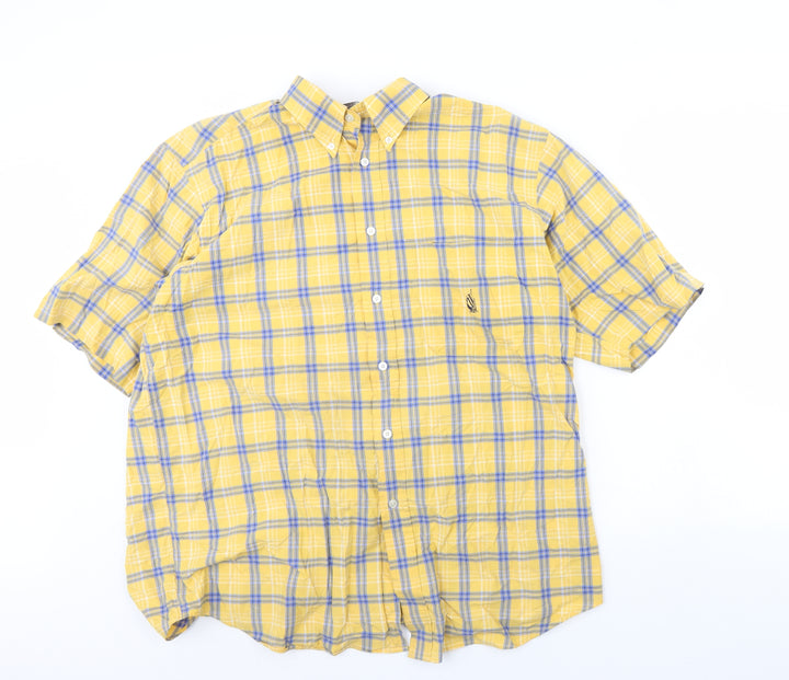 Nautica Womens Yellow Check Basic Button-Up Size L