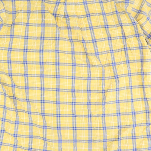 Nautica Womens Yellow Check  Basic Button-Up Size L