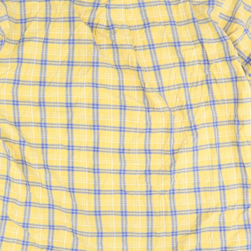 Nautica Womens Yellow Check  Basic Button-Up Size L