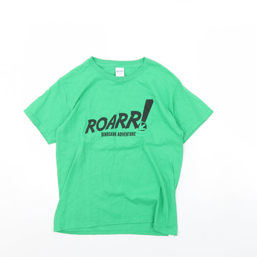 Gildan Boys Green   Basic T-Shirt Size M  - Dinosaur