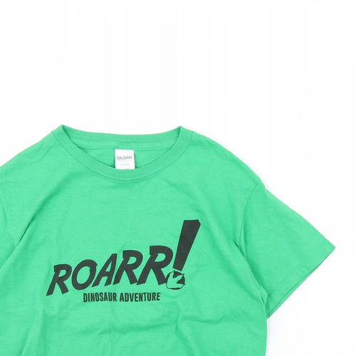 Gildan Boys Green   Basic T-Shirt Size M  - Dinosaur