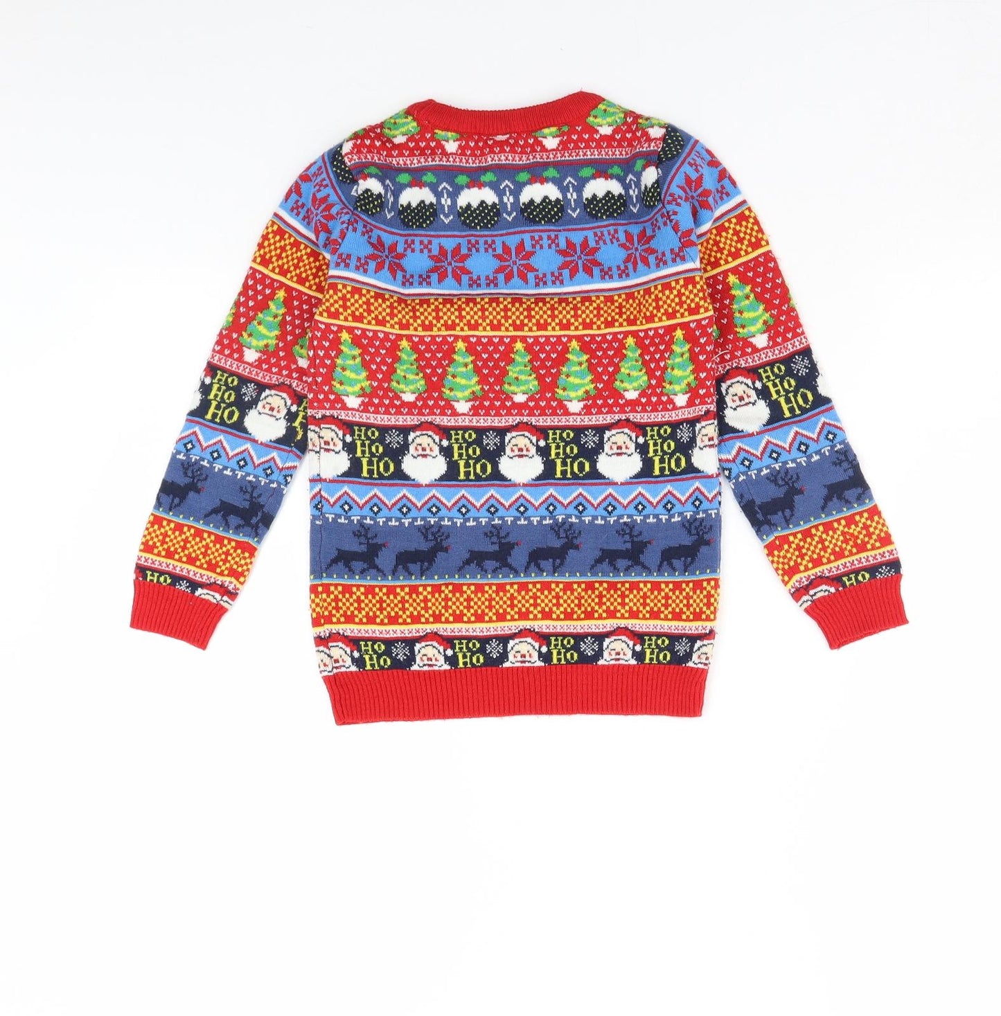 TU Boys Red Striped  Pullover Jumper Size 7 Years  - Christmas jumper