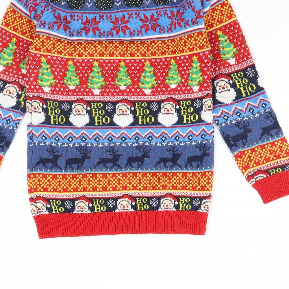 TU Boys Red Striped  Pullover Jumper Size 7 Years  - Christmas jumper