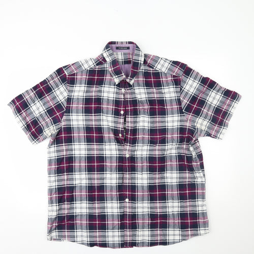 oxford weave Mens Purple Plaid   Button-Up Size 44