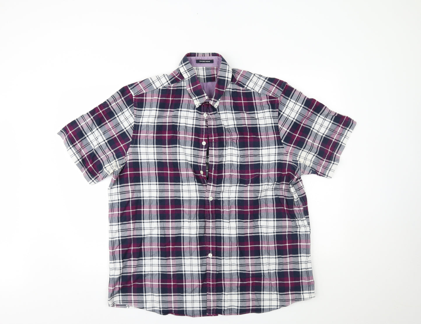oxford weave Mens Purple Plaid   Button-Up Size 44