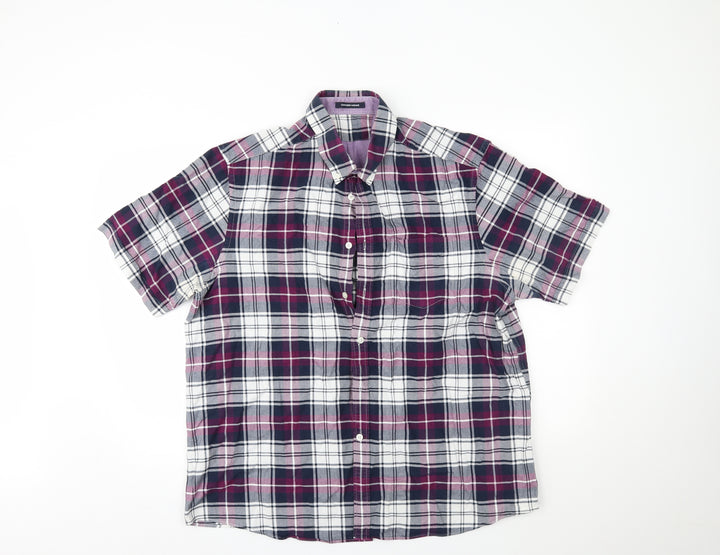 oxford weave Mens Purple Plaid   Button-Up Size 44