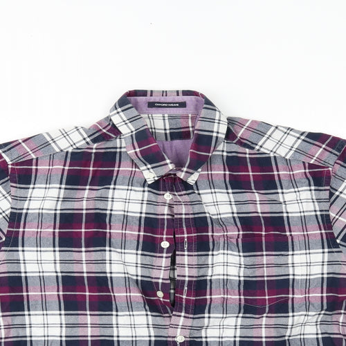 oxford weave Mens Purple Plaid   Button-Up Size 44