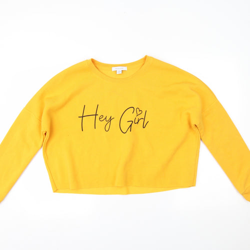 Primark Womens Yellow   Henley Jumper Size S  - CROPPED