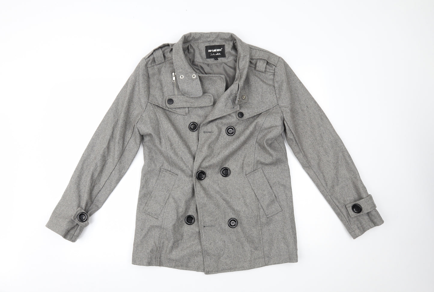 inmur Womens Grey   Overcoat Coat Size L