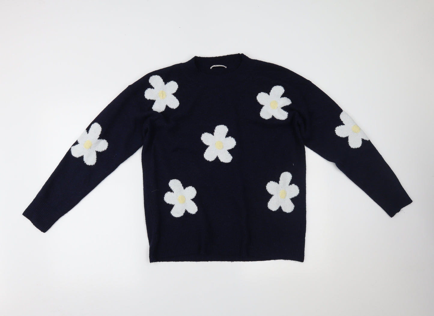 TU Womens Blue Floral  Henley Jumper Size M