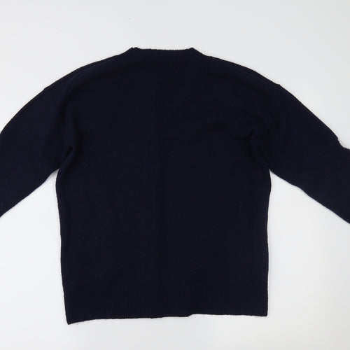 TU Womens Blue Floral  Henley Jumper Size M