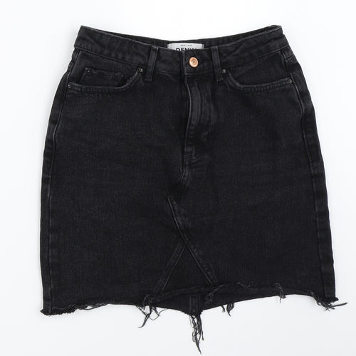 New Look Womens Black  Denim Mini Skirt Size 8