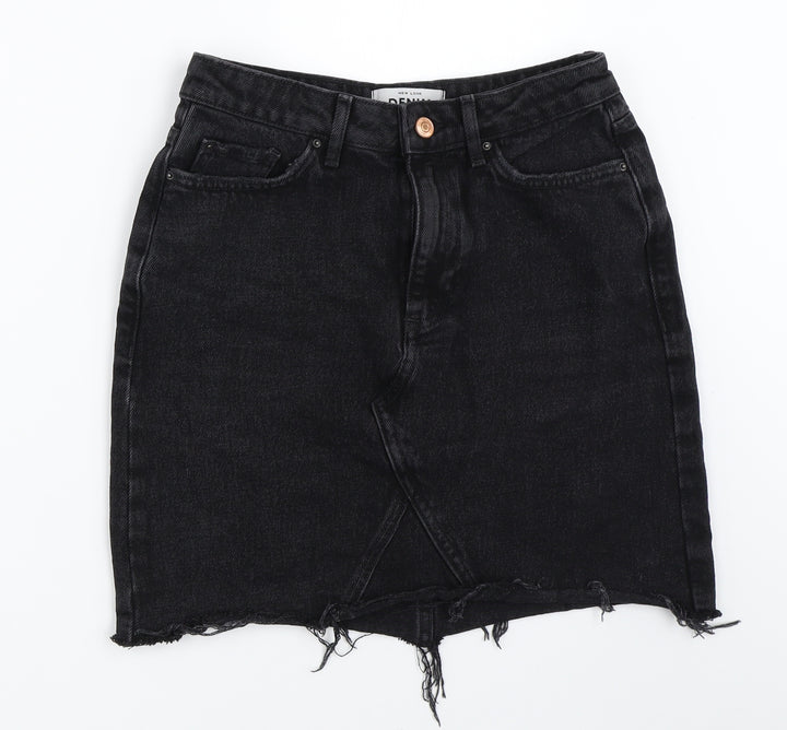 New Look Womens Black Denim Mini Skirt Size 8