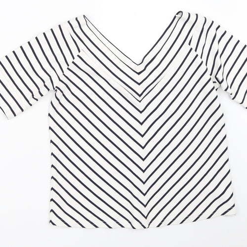 Jasper Conran Womens White Striped  Basic T-Shirt Size 18