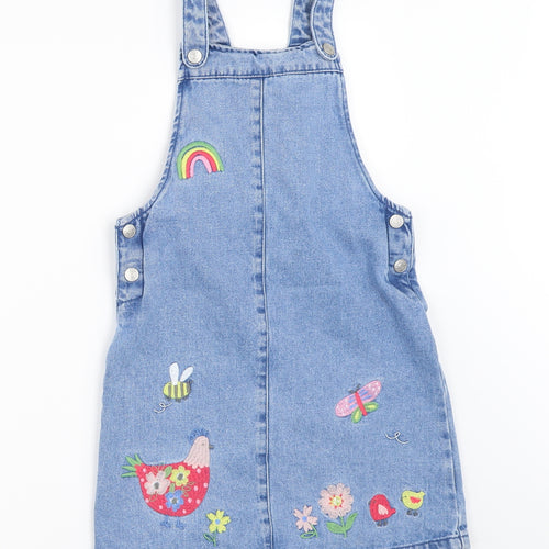 TU Girls Blue  Denim Pinafore/Dungaree Dress  Size 6-7 Years