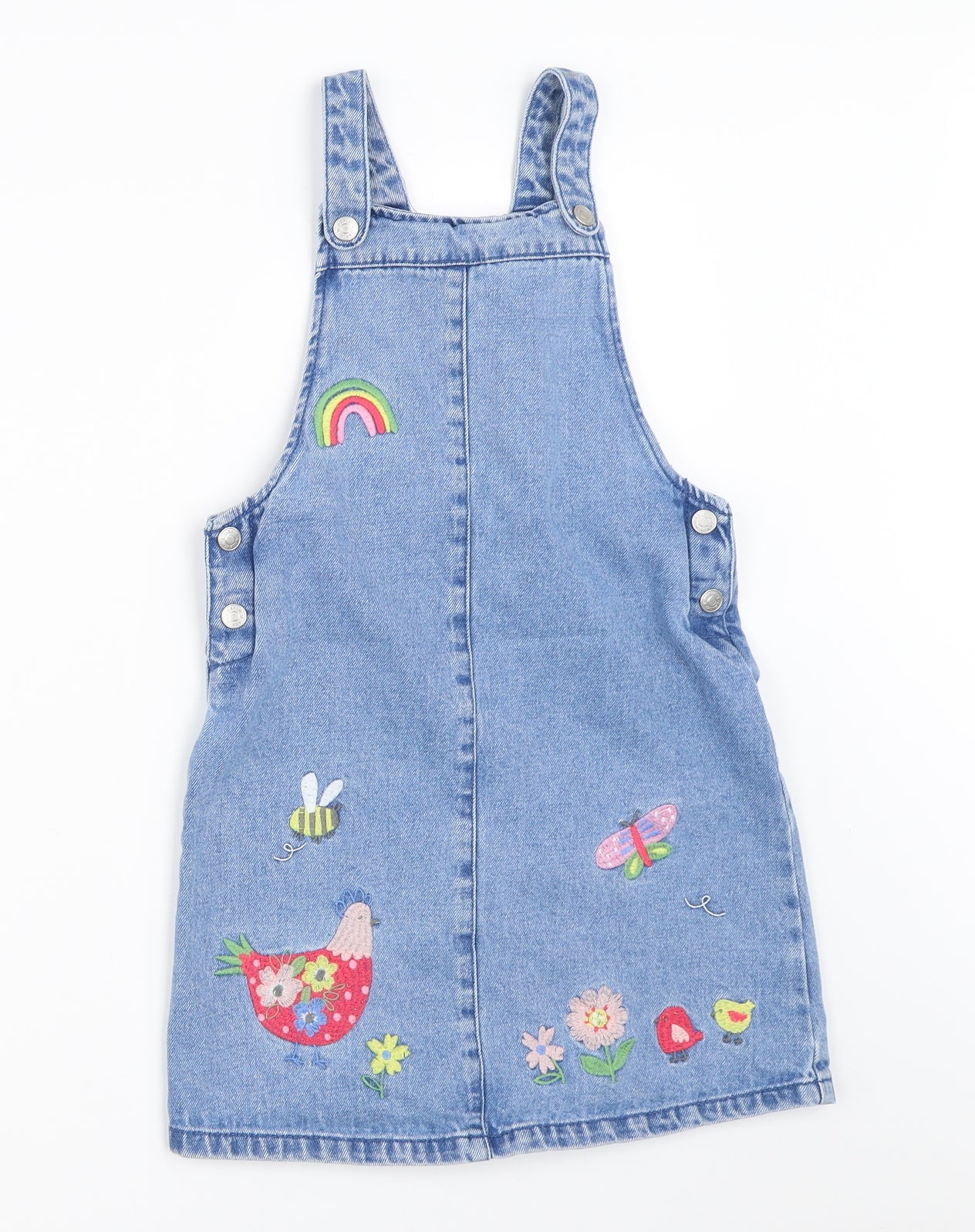 TU Girls Blue  Denim Pinafore/Dungaree Dress  Size 6-7 Years