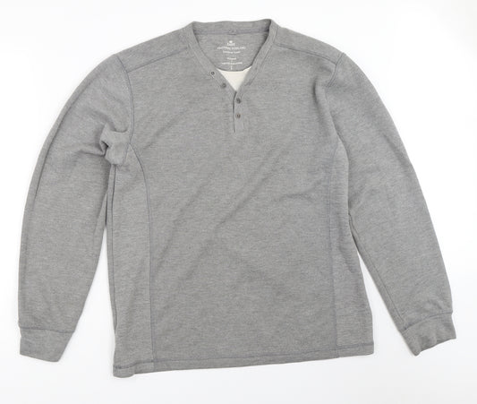 Front view of Easy men’s grey pullover sweatshirt, size L