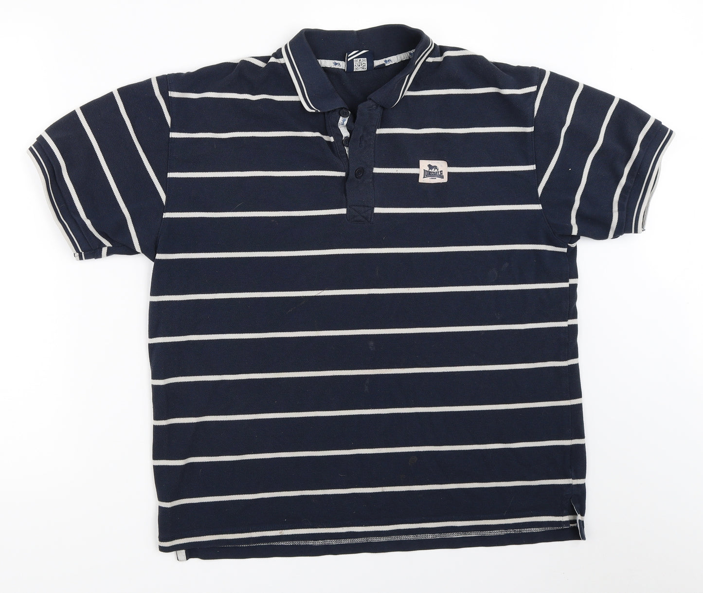 Lonsdale Mens Blue Striped   Polo Size L