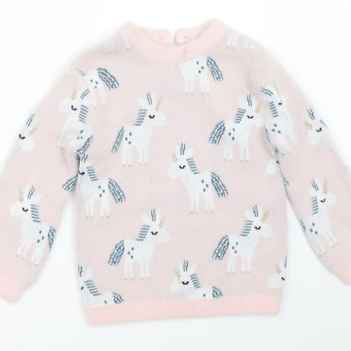 Marks and Spencer Girls Pink   Pullover Jumper Size 4-5 Years