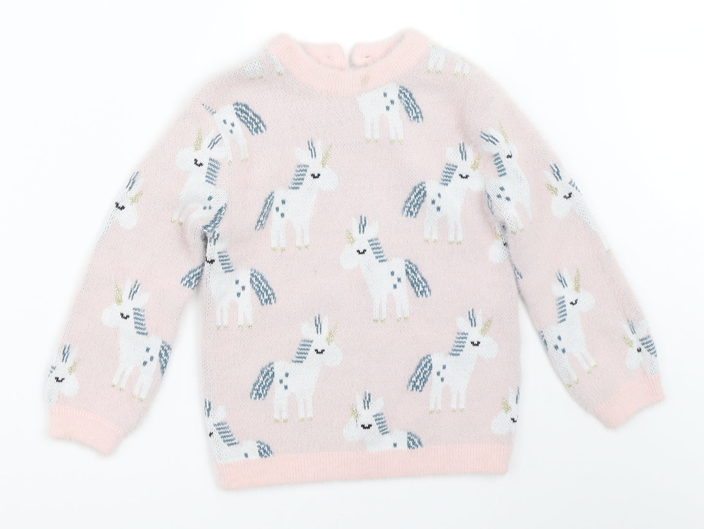 Marks and Spencer Girls Pink   Pullover Jumper Size 4-5 Years