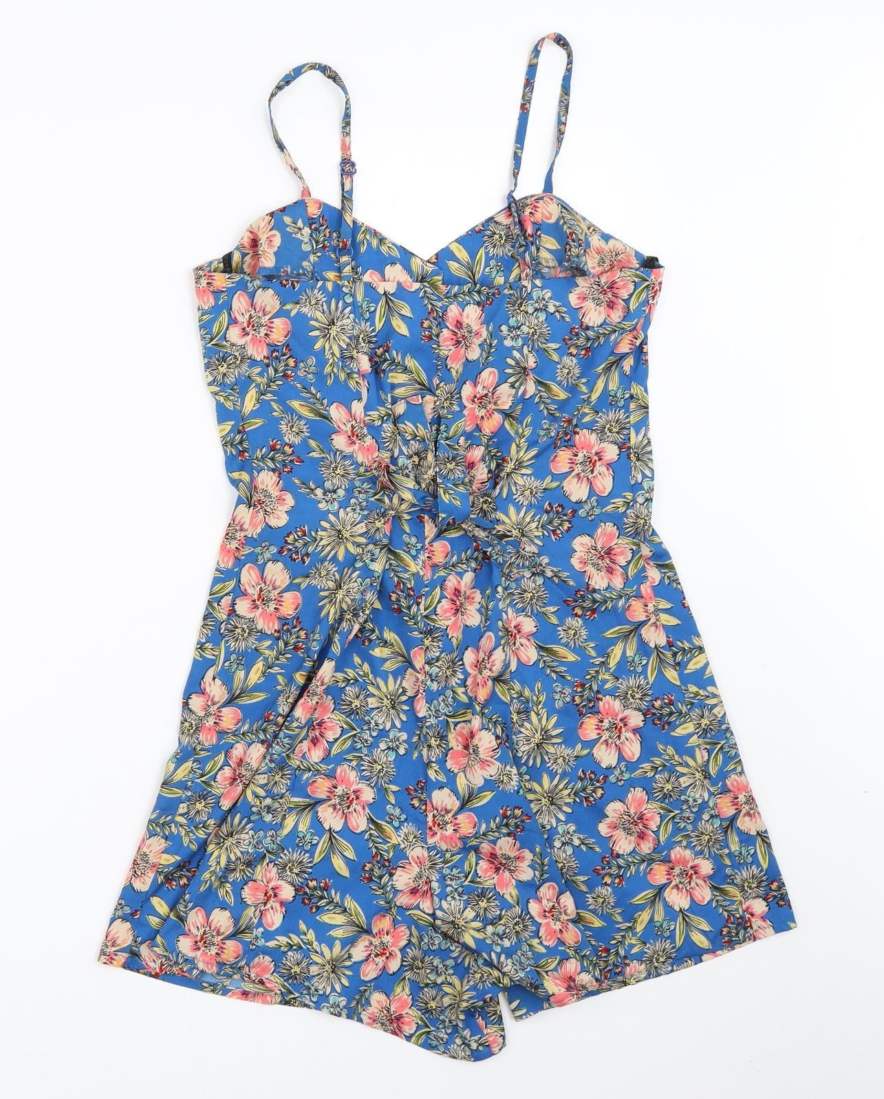 Primark Womens Blue Floral  Playsuit One-Piece Size 4