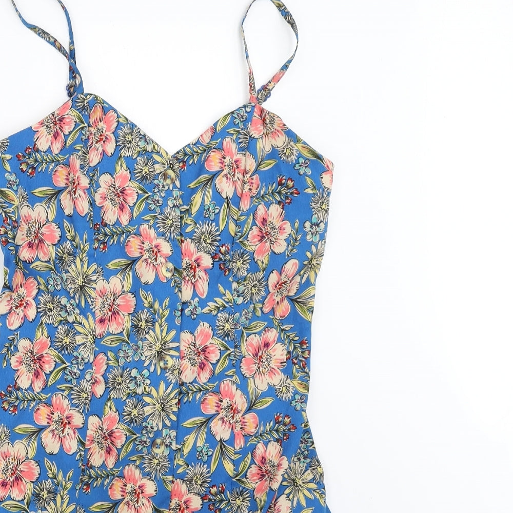 Primark Womens Blue Floral  Playsuit One-Piece Size 4
