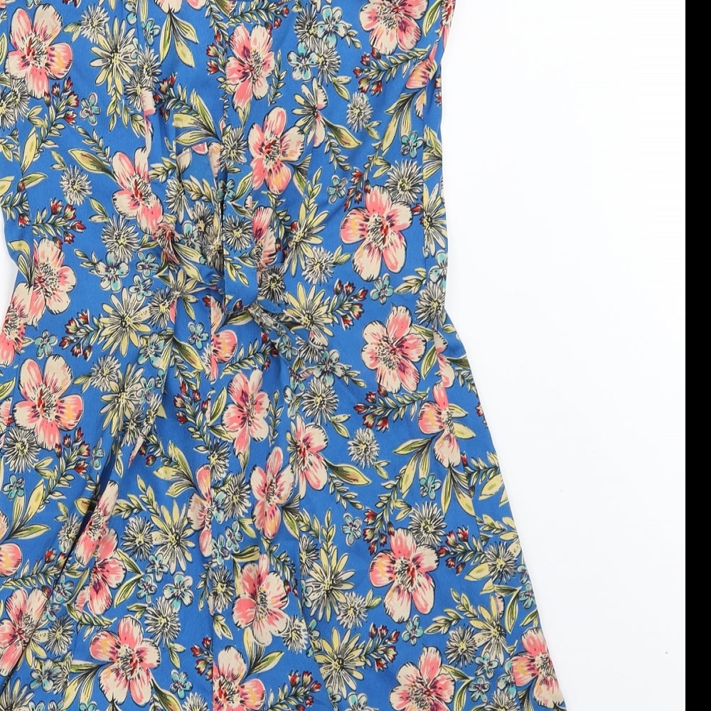 Primark Womens Blue Floral  Playsuit One-Piece Size 4