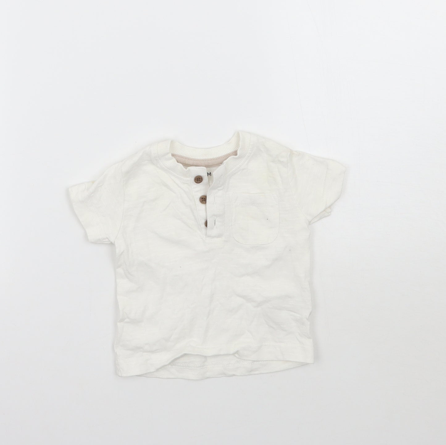 Nutmeg Baby White Batik  Basic T-Shirt Size 0-3 Months