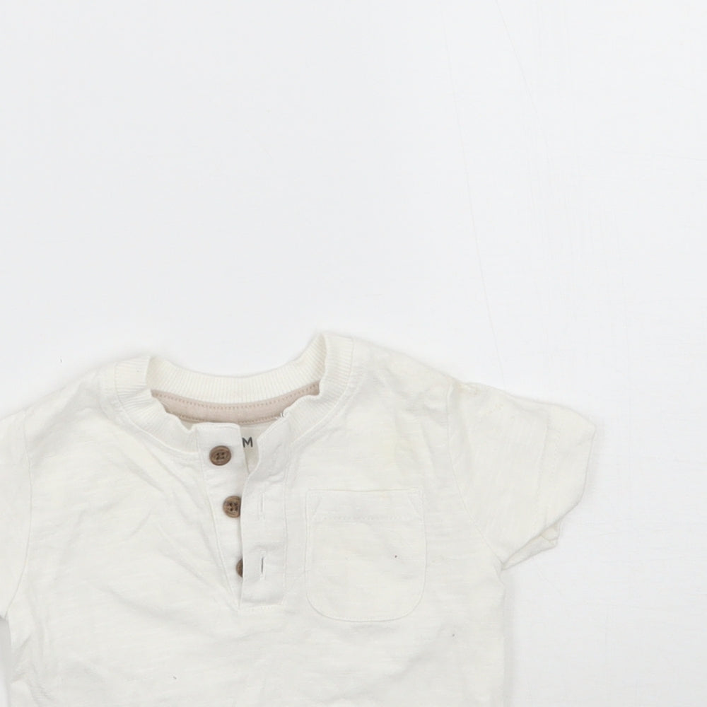 Nutmeg Baby White Batik  Basic T-Shirt Size 0-3 Months
