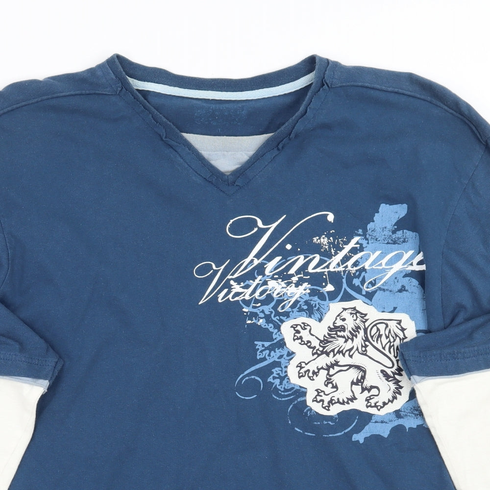 Vintage Mens Blue    T-Shirt Size L