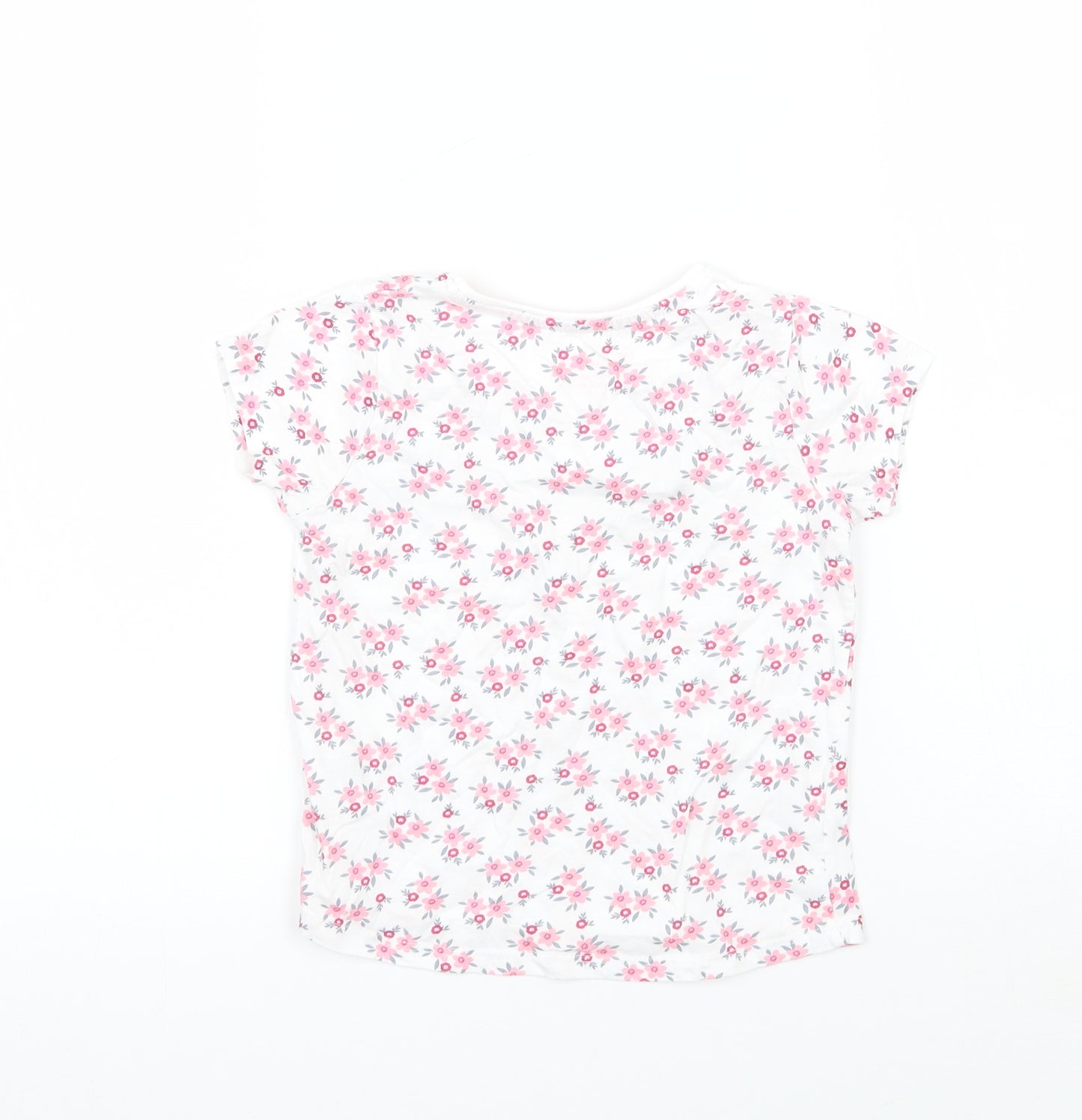 Primark Girls White Floral  Basic T-Shirt Size 3-4 Years
