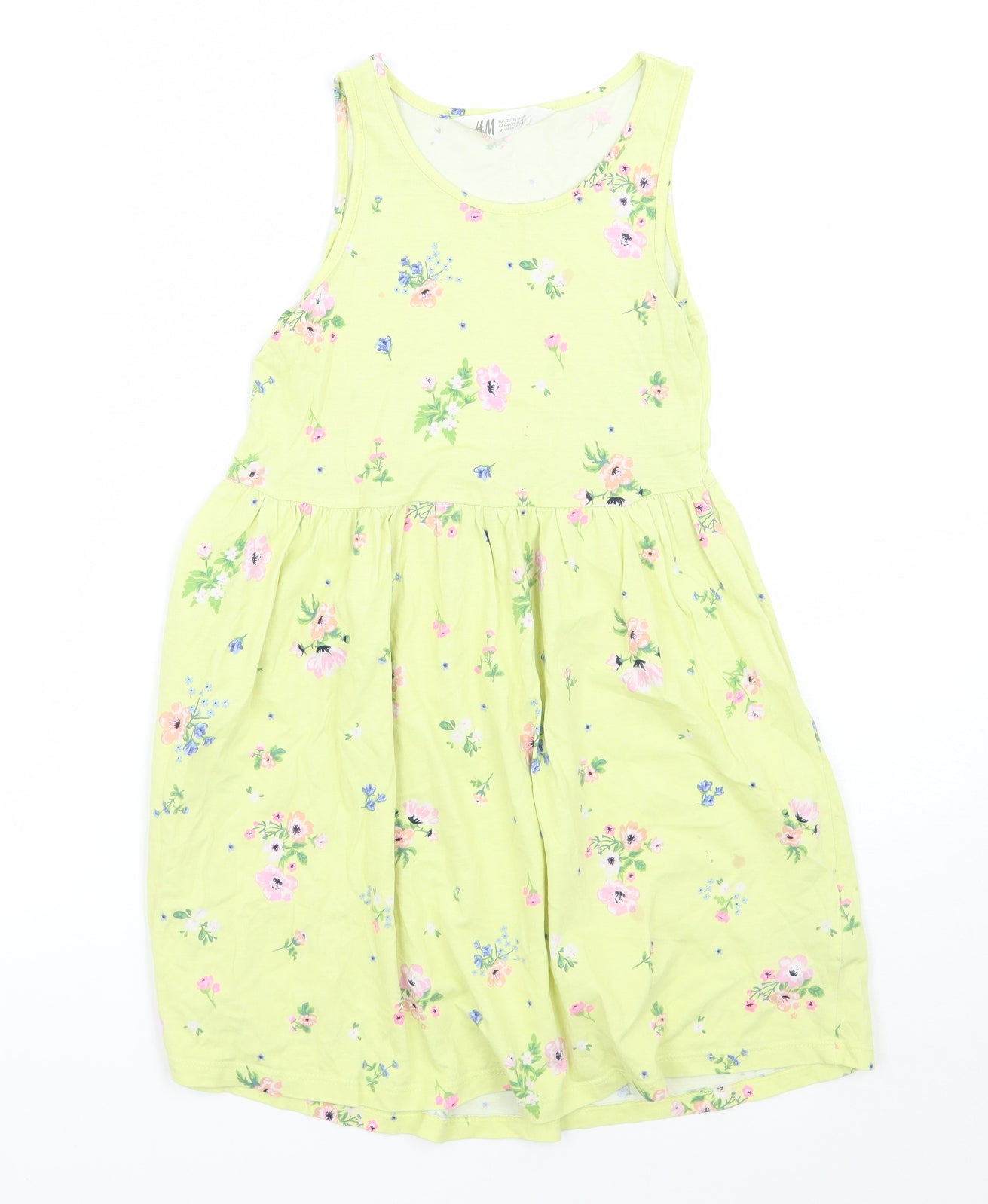 H&M Girls Yellow Floral  A-Line  Size 7 Years