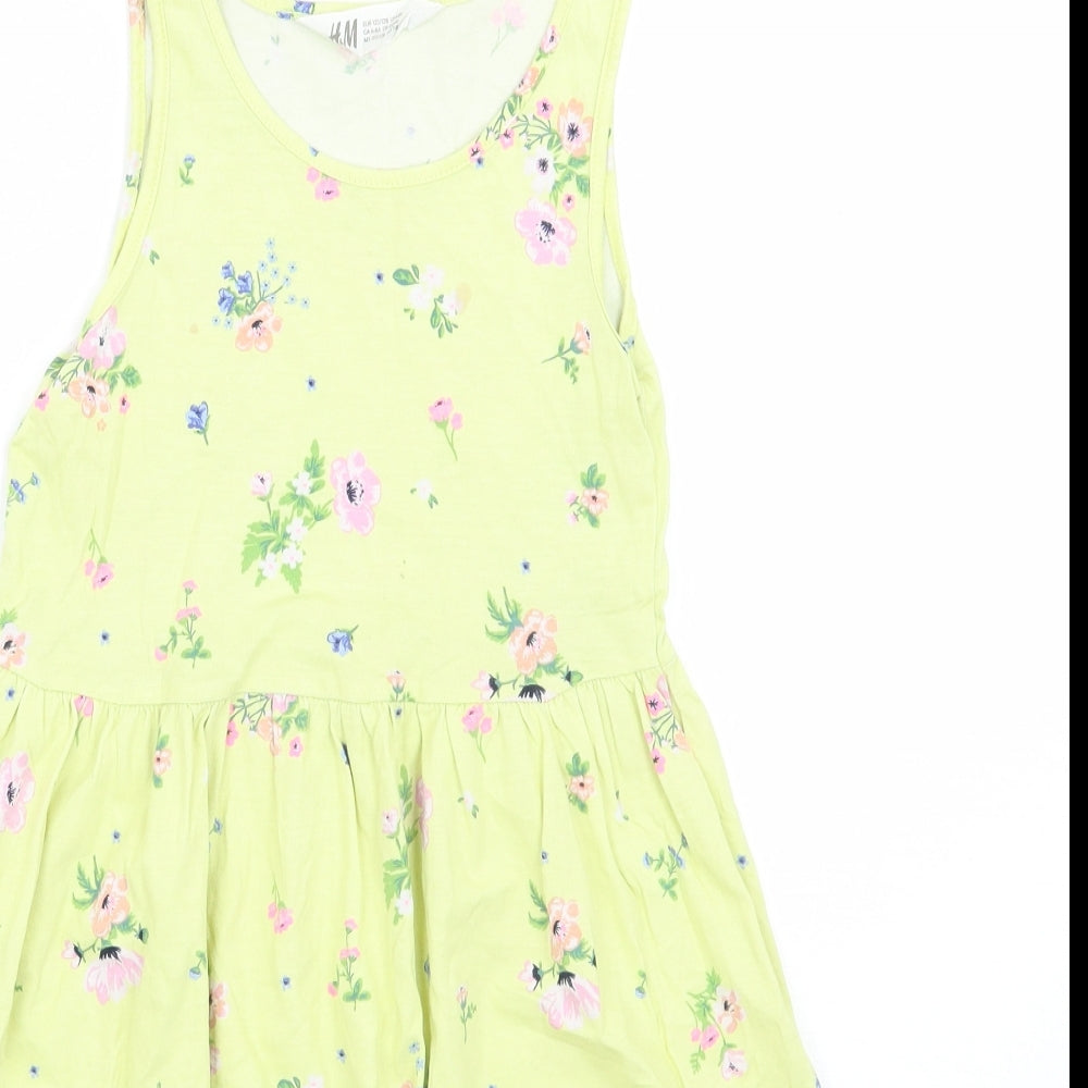 H&M Girls Yellow Floral  A-Line  Size 7 Years