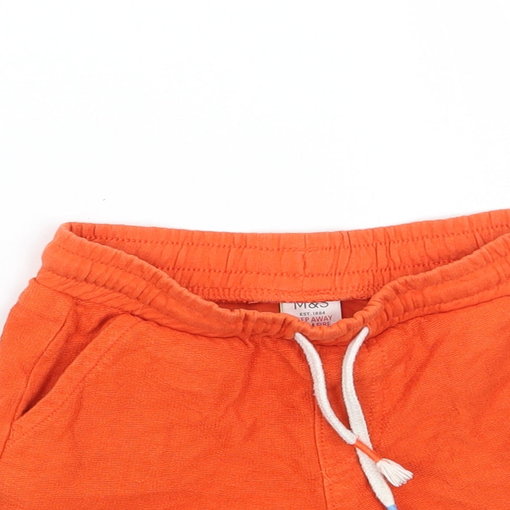 Marks and Spencer Boys Orange   Sweat Shorts Size 2-3 Years