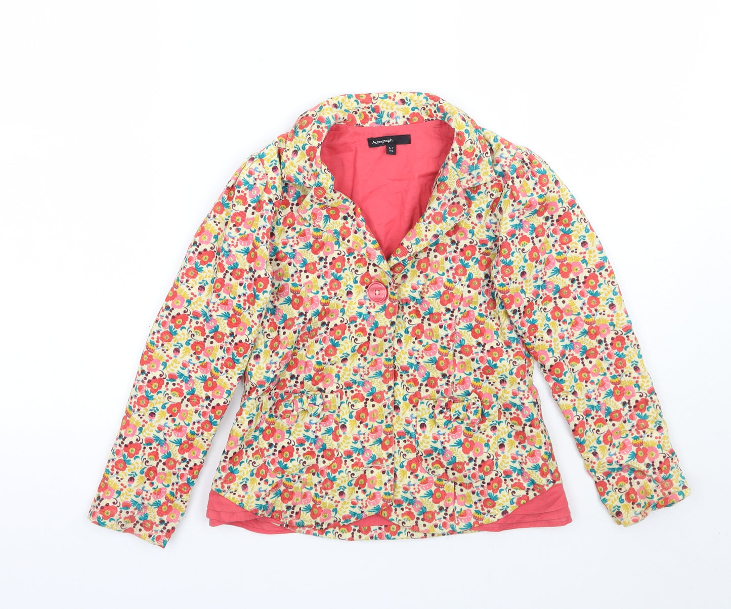 Marks and Spencer Girls Pink Floral  Jacket Blazer Size 6-7 Years