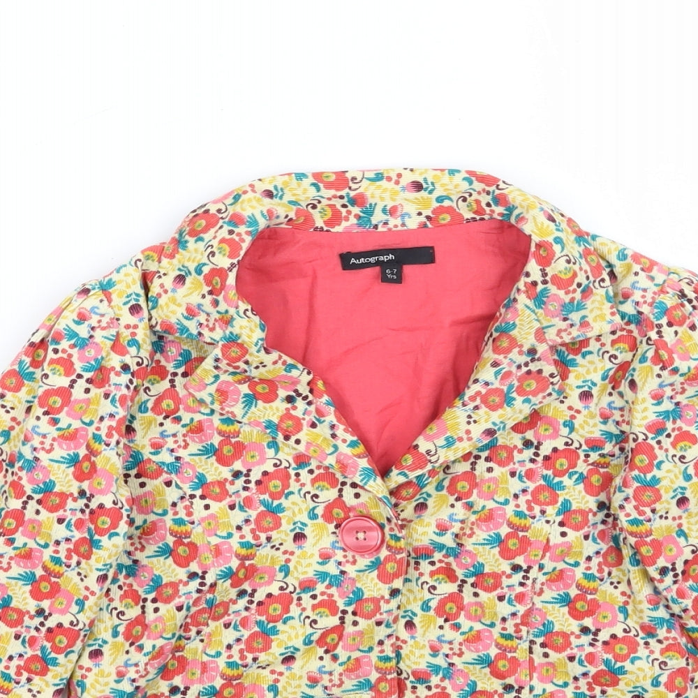 Marks and Spencer Girls Pink Floral  Jacket Blazer Size 6-7 Years