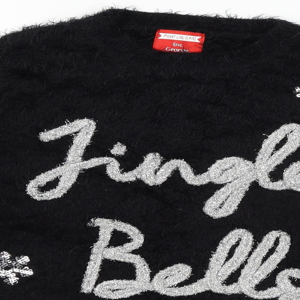 George Womens Black  Knit Pullover Jumper Size 12  - Jingle Bells