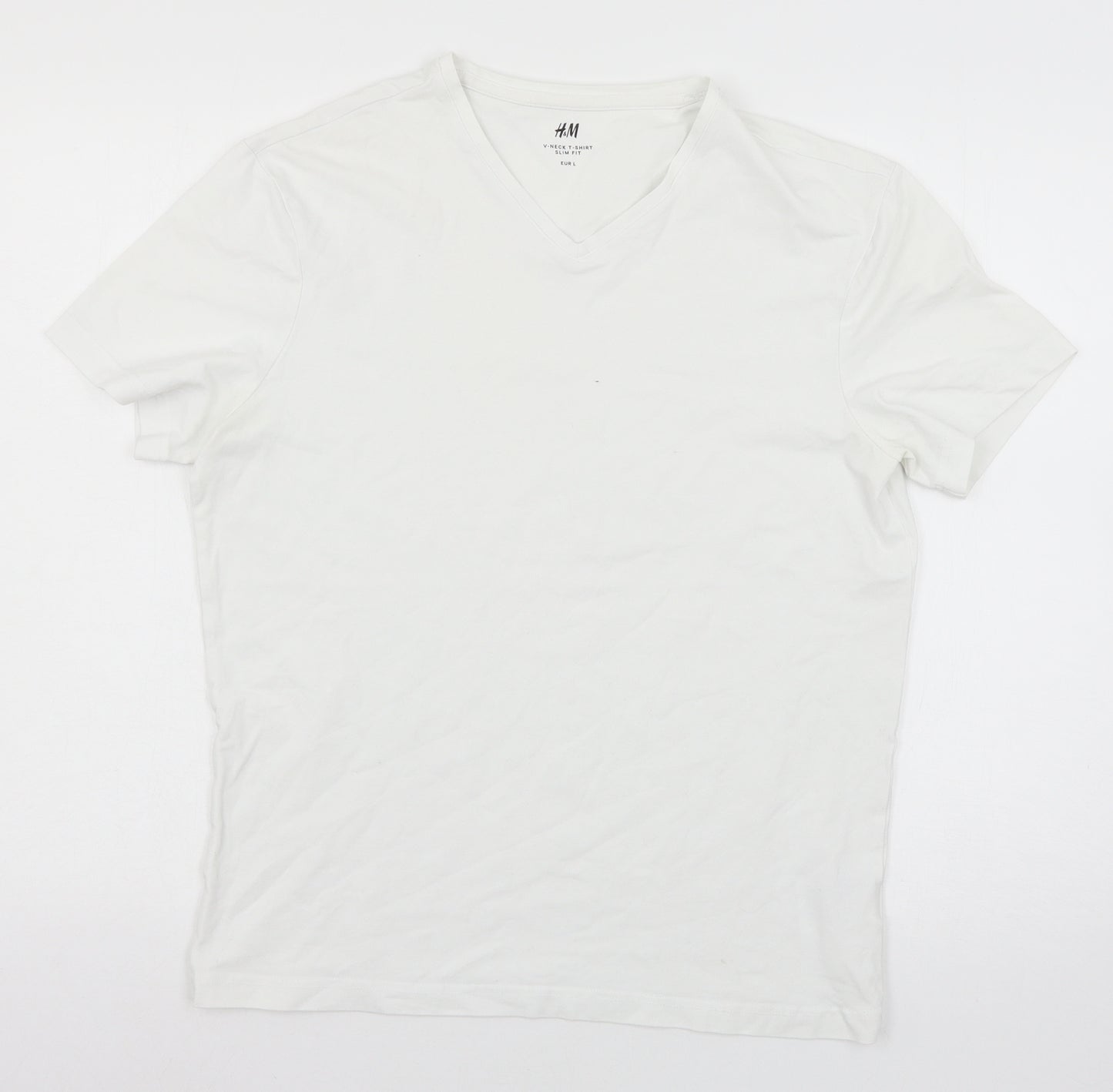 H&M Mens White  Jersey  T-Shirt Size L