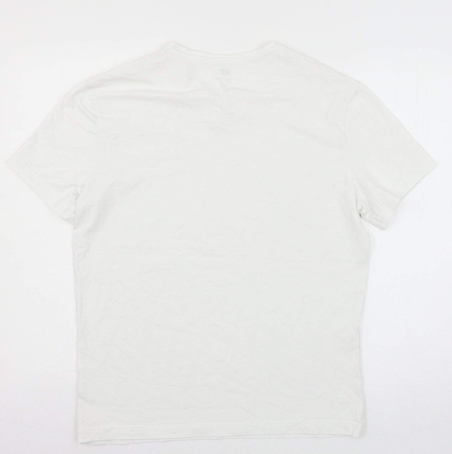 H&M Mens White  Jersey  T-Shirt Size L