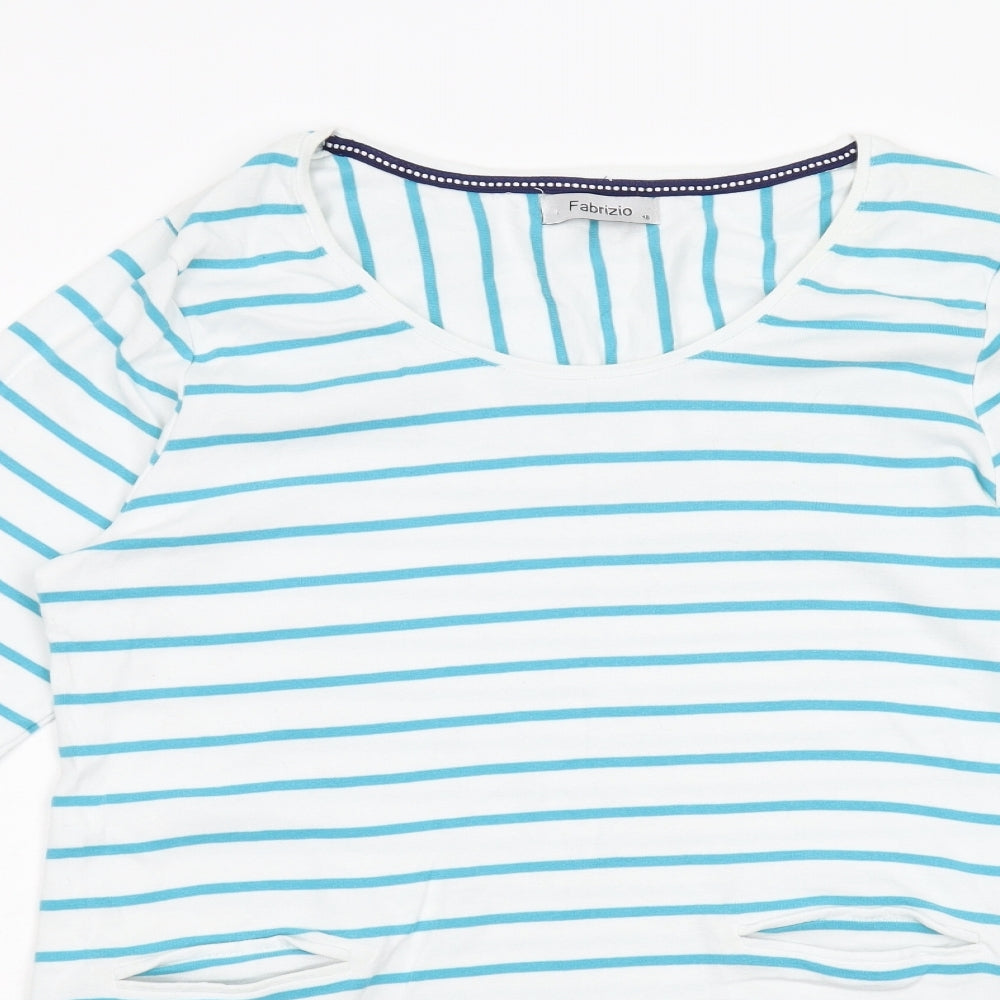 fABRIZIO Womens Multicoloured Striped  Basic T-Shirt Size 18