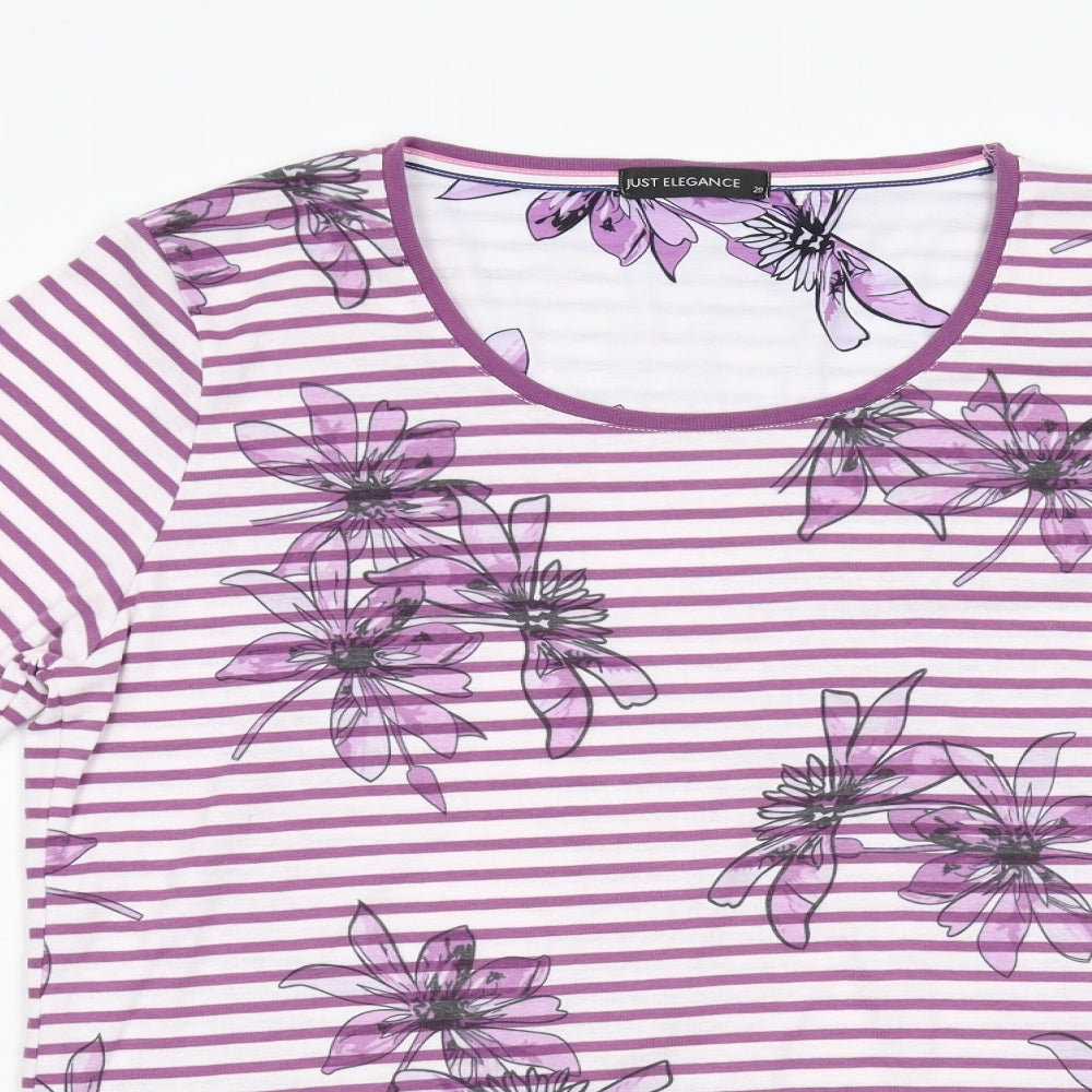 Just Elegance Womens Multicoloured Striped  Basic T-Shirt Size 20