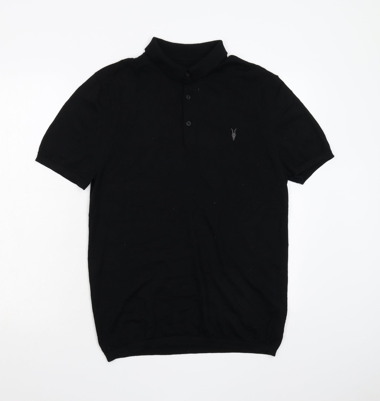All Saints Mens Black    Polo Size L  - 100% Merino Wool