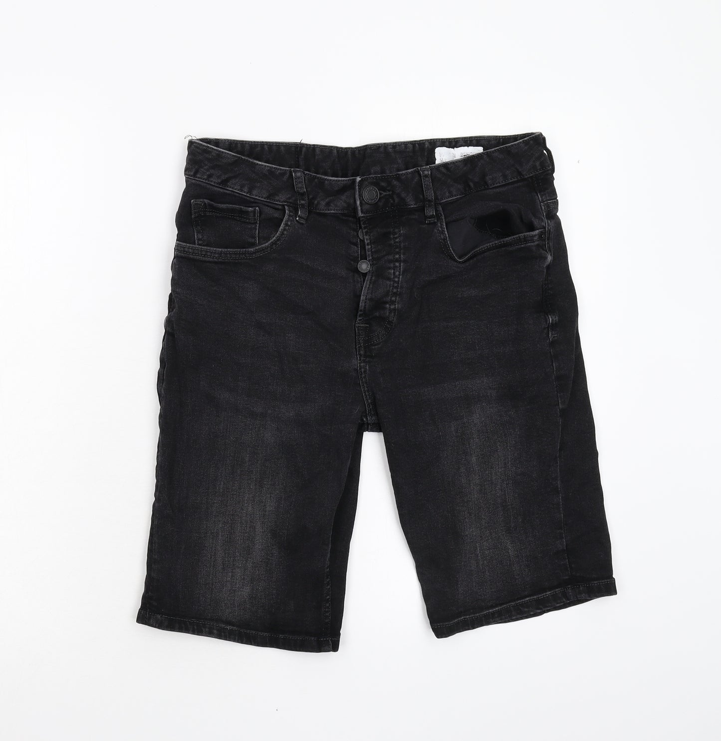Primark Womens Black  Denim Utility Shorts Size 32