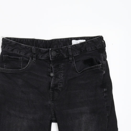 Primark Womens Black  Denim Utility Shorts Size 32