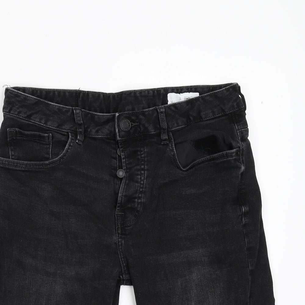 Primark Womens Black  Denim Utility Shorts Size 32