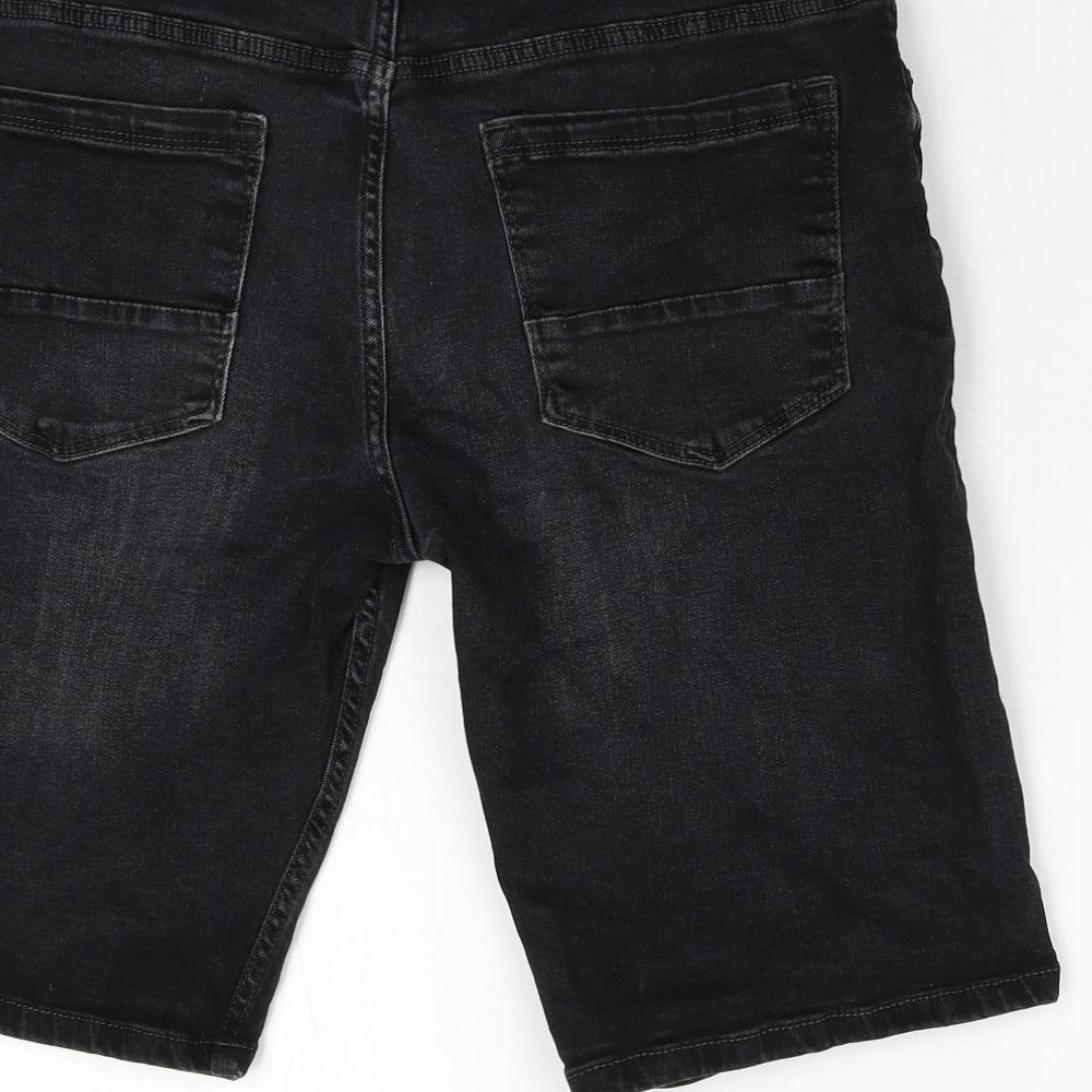 Primark Womens Black  Denim Utility Shorts Size 32