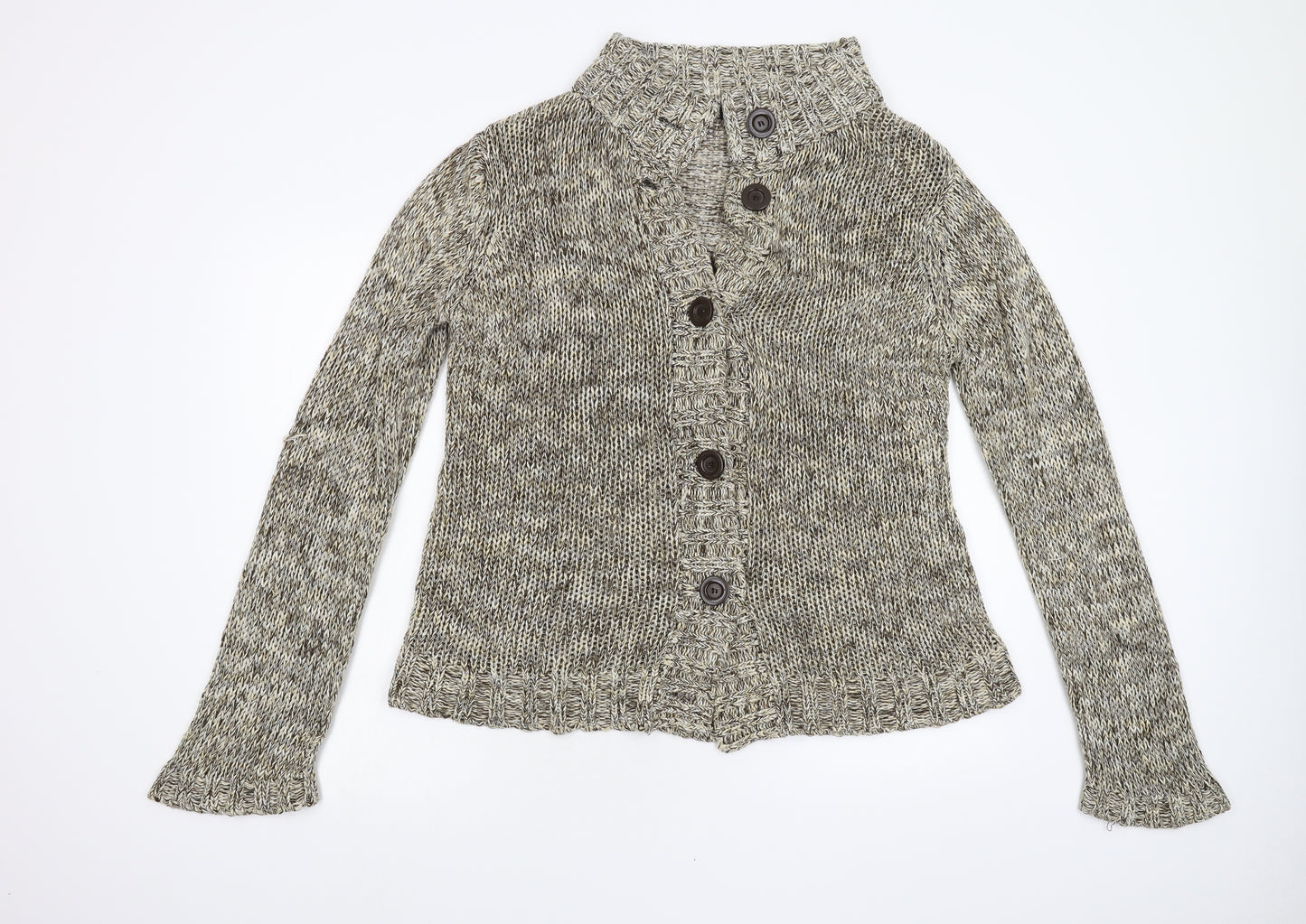 BM Collection Womens Brown  Knit Cardigan Jumper Size M