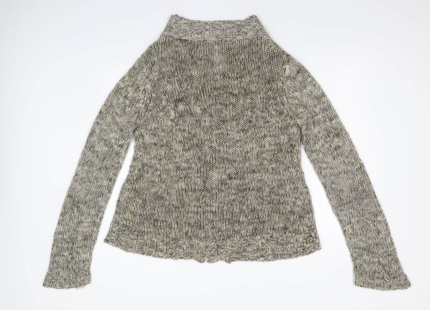 BM Collection Womens Brown  Knit Cardigan Jumper Size M