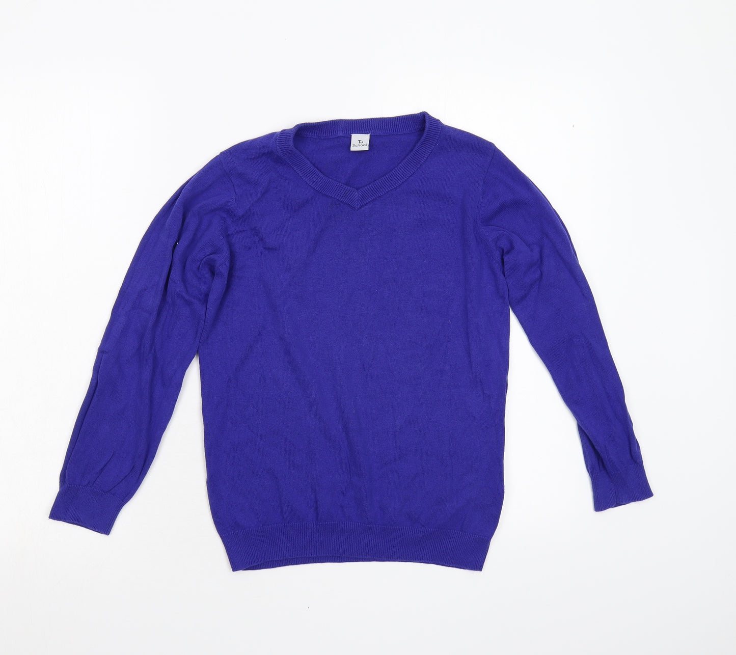 Tu School Boys Blue  Knit Pullover Jumper Size 10 Years