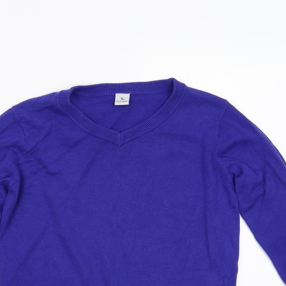 Tu School Boys Blue  Knit Pullover Jumper Size 10 Years